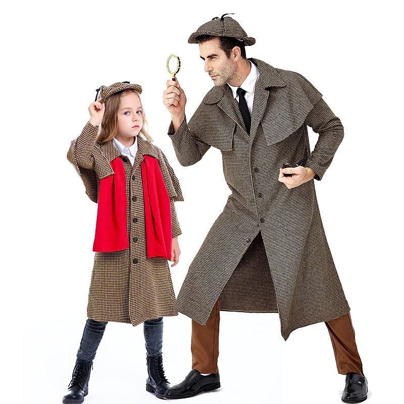 Retro Řvoucí 20s 20. léta 20. století Kabát Maškarní Čepice lovců na jeleny Sherlock Holmes Maškarní kostým Pánské Karneval Plesová maškaráda Párty Plesová maškaráda Dospělé Kabát Klobouk Podzim zima 2025 - $100.99 –P5