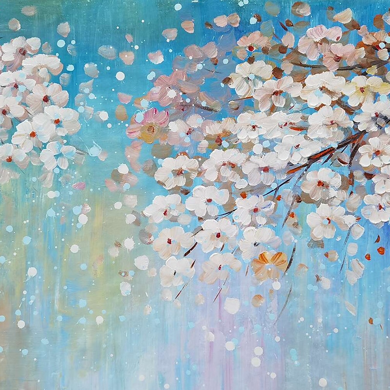 Oil Painting Hand Painted Horizontal Abstract Floral / Botanical Modern Stretched Canvas 2025 - $108.99 –P11