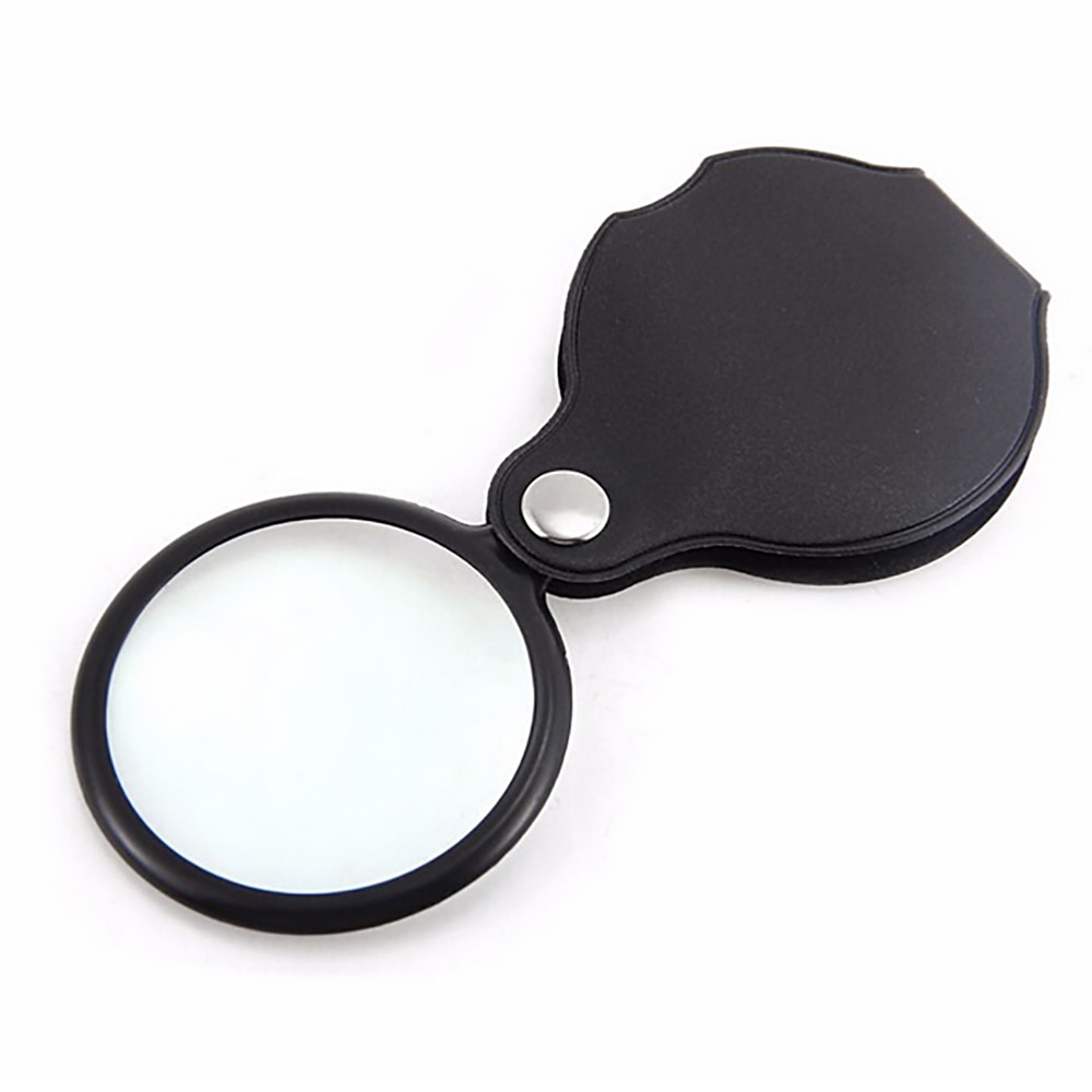 Glasses Leather Case Jewelry Magnifier Eye Glass Lens Portable Pocket Loupe 