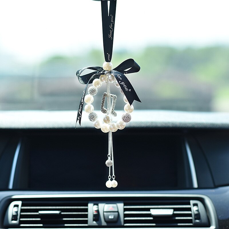 Crystal Cat Eye Car Rear View Mirror Pendant  Car Hanging Ornament  Decor Blue