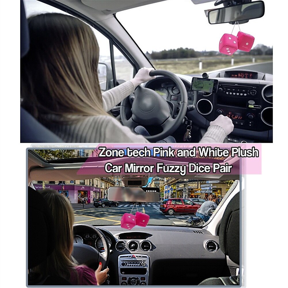 1Pair Car Pendant Interior Hanging Rearview Mirrors Short Plush Fuzzy Dice 2.75inc Plush Car Decorative Hanging Mirror Fuzzy Dice Lucky Hanging Accessories 2025 - $11.99 –P20