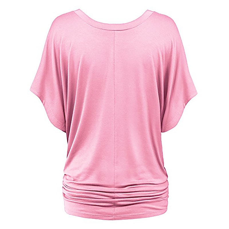 tricou de damă plus mărime tricou visiniu îmbrăcăminte de stradă ocazional preppy mânecă liliac cu mânecă cu jumătate de mânecă obișnuit topuri obișnuite cu gât în v ieșiri zilnic în weekend negru 2025 - $15.99 –P19