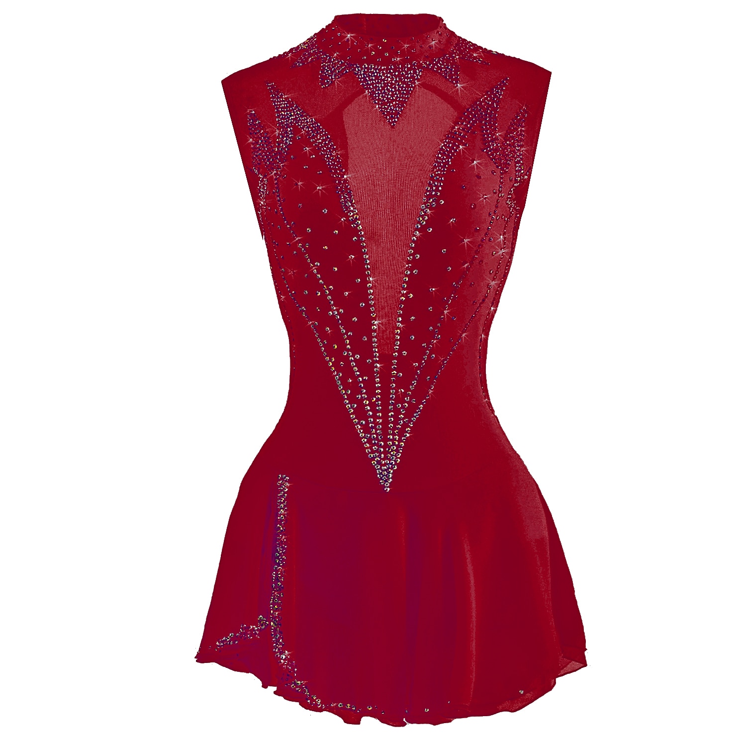 Kunstschaatsjurk Dames Voor meisjes Schaatsen Jurken Outfits Wit Roze Bordeaux Open achterkant Netstof Spandex Hoge Elasticiteit Wedstrijd Kunstschaatskleding Kristal / Bergkristal Mouwloos Schaatsen 2026 - $134.99 –P5