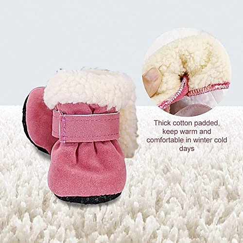 2025年 4個の冬の犬のブーツ、ペットのスノーシューは、小型、中型、大型犬用の滑り止めソール付きのフリースペット屋外シューズを厚くします  コレクション – $21.99 –P4