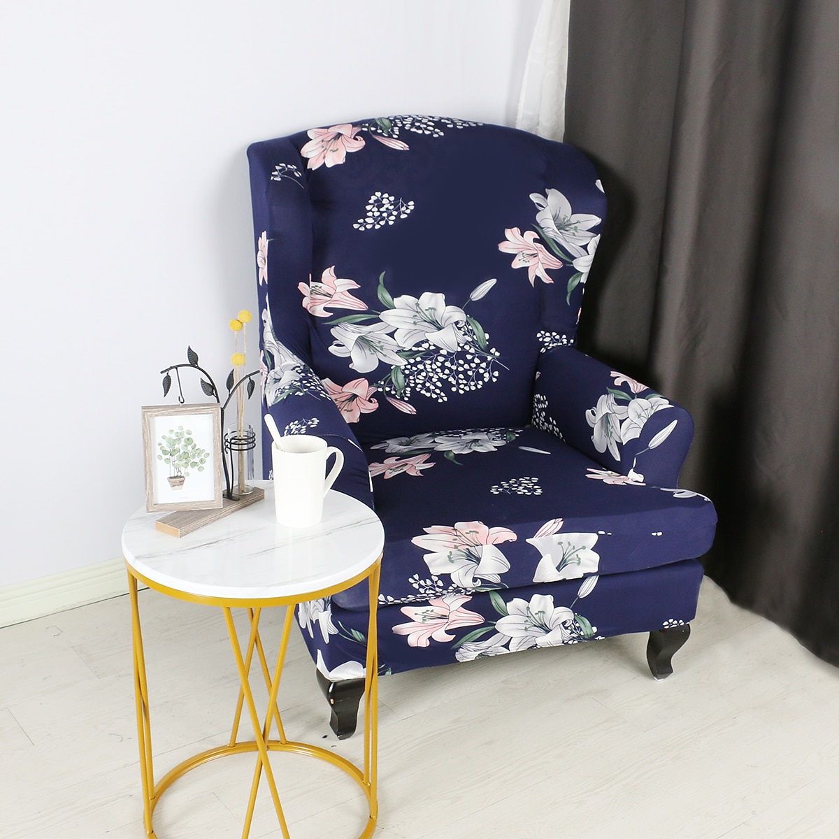 1 Set of 2 Pieces Floral Printed Stretch Wingback Chair Cover Wing Chair Slipcovers Spandex Fabric Wingback Armchair Covers with Elastic Bottom for Living Room Bedroom Decor 2025 - $25.99 –P9