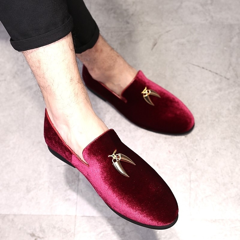 Men's Dress Loafers & Slip-Ons Shoes Plus Size Business British Party & Evening Velvet Shoes Black Red Royal Blue Summer Spring 2025 - $64.99 –P4