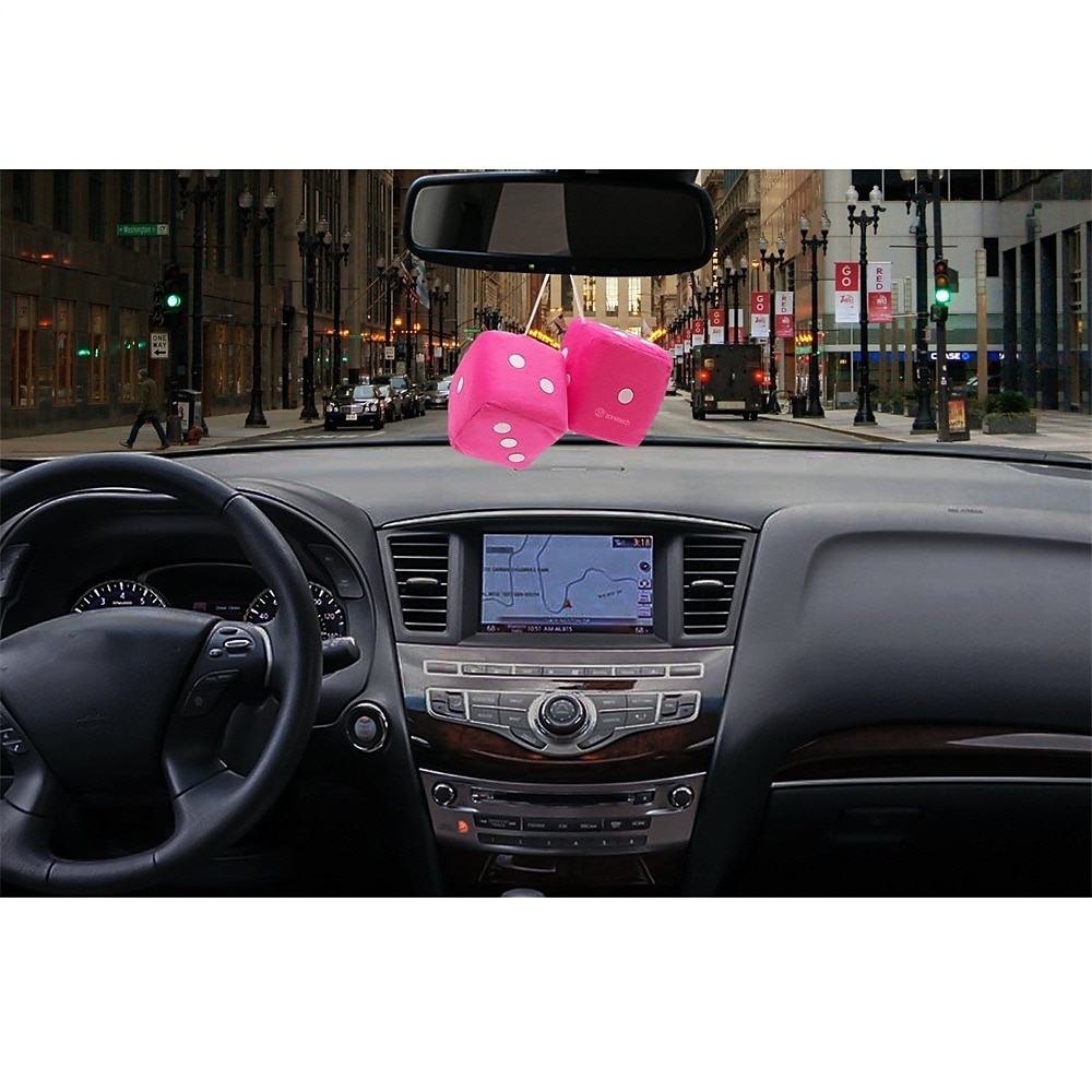 1Pair Car Pendant Interior Hanging Rearview Mirrors Short Plush Fuzzy Dice 2.75inc Plush Car Decorative Hanging Mirror Fuzzy Dice Lucky Hanging Accessories 2025 - $11.99 –P19