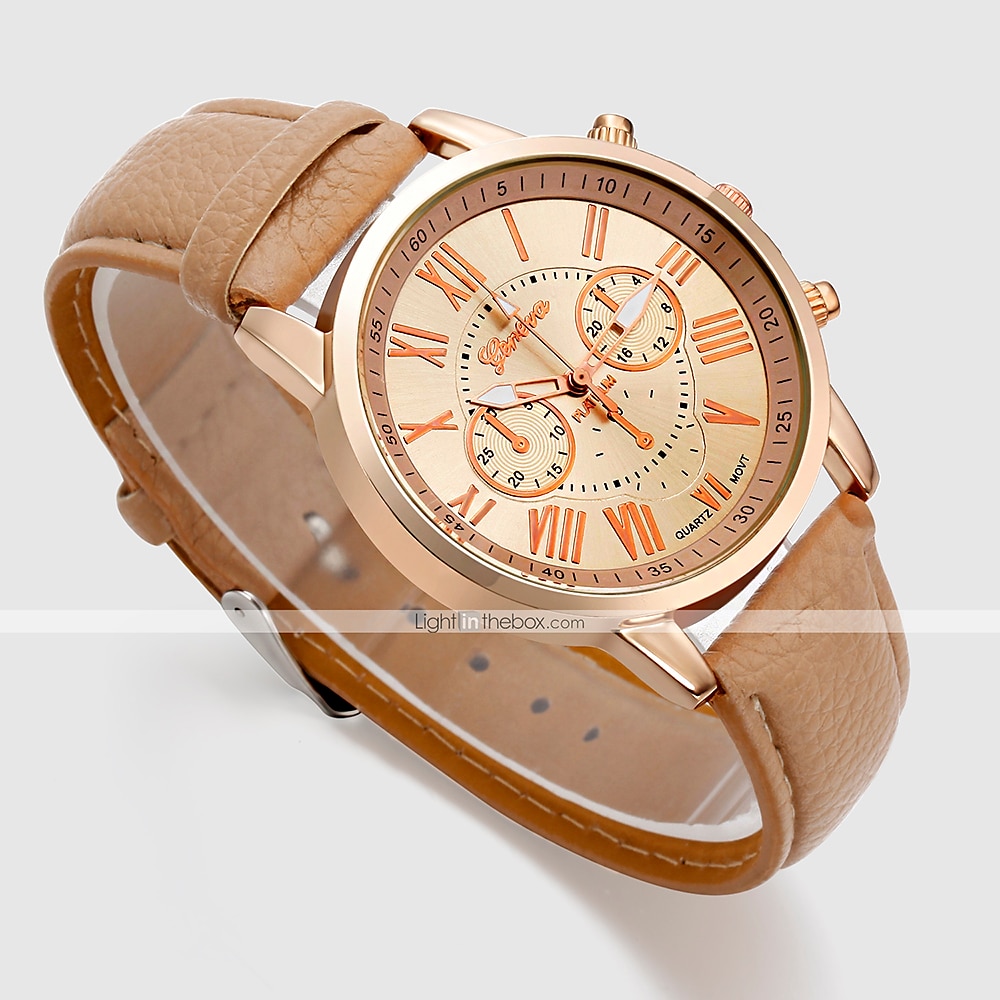 Geneve Naisten Kvartsikellot Ulkoilu Arkikello Rannekello Analoginen VEDENPITÄVÄ Nahkahihna Katsella 2025 - $11.99 –P12