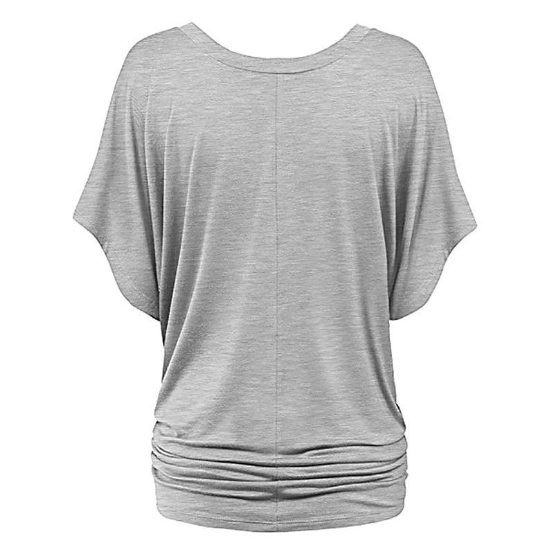 tricou de damă plus mărime tricou visiniu îmbrăcăminte de stradă ocazional preppy mânecă liliac cu mânecă cu jumătate de mânecă obișnuit topuri obișnuite cu gât în v ieșiri zilnic în weekend negru 2025 - $15.99 –P11