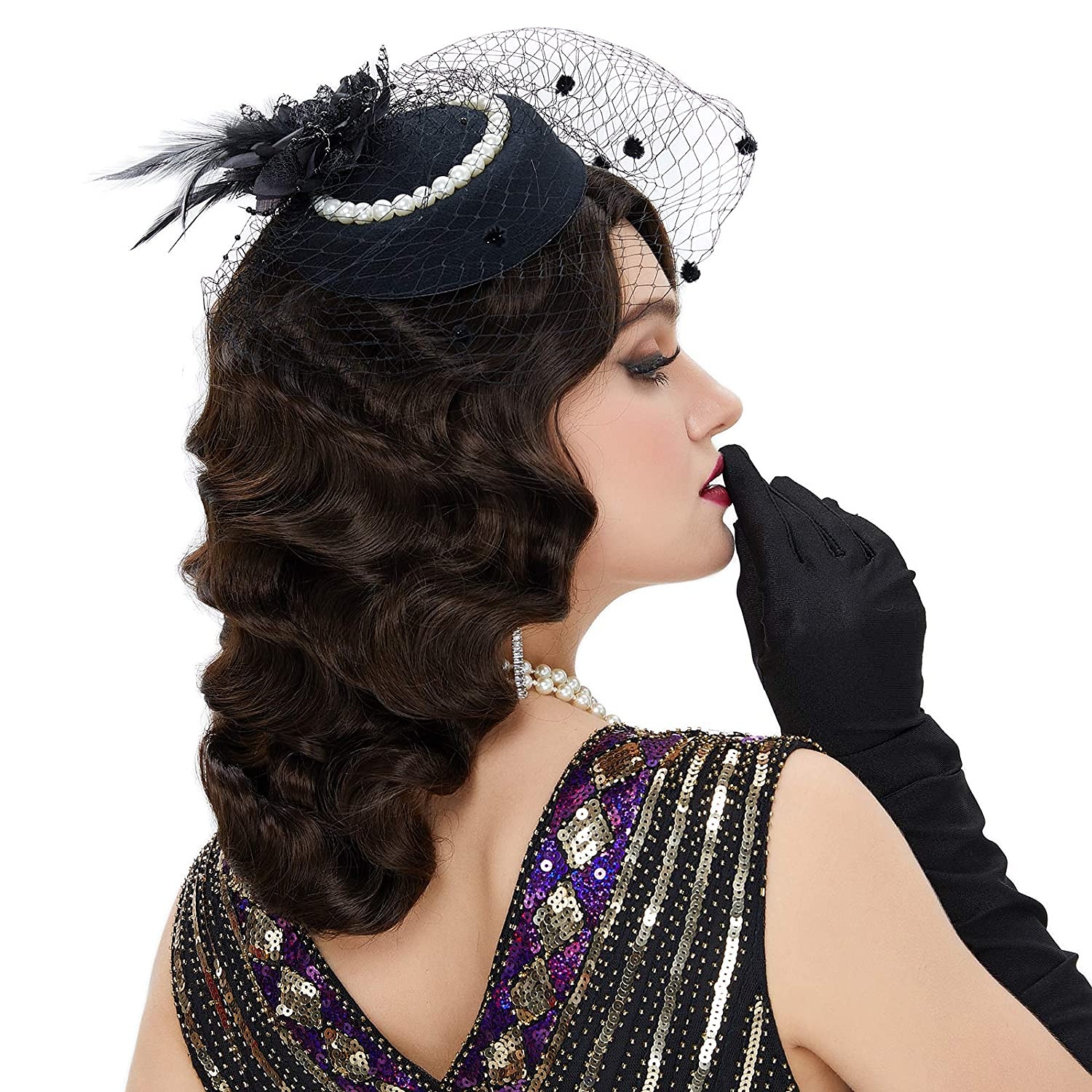 20. léta 20. století paruka mávat prstem velký Gatsby kudrnatá dlouhá paruka vintage paruky pro ženy dáma syntetické tepelně odolné plné paruky cosplay kostým maškarní šaty 2025 - $30.99 –P2