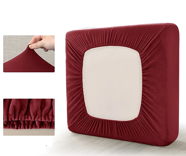 1 pezzo di fodera per cuscino per divano in velluto elasticizzato, fodera per cuscino in peluche bordeaux per cuscino per sedia, protezione per mobili, cuscino per sedile, fodera per divano con fondo del 2025 a $7.99 –P5