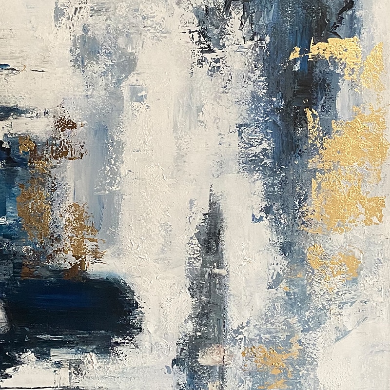 Handmade Oil Painting Canvas Wall Art Decoration Abstract Golden and Blue and White Landscape for Home Decor Rolled Frameless Unstretched Painting 2026 - $61.99 –P2