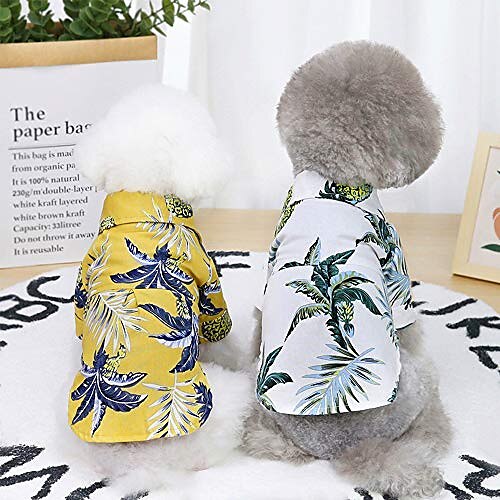 Dog Hawaiian Shirt 2 Pieces Puppy Clothes for Small Medium Large Dogs Boy Breathable Coconut Tree Dog T-Shirt Pet Apparel Cat Outfit for Chihuahua Yorkie Costume Clothing (Small, 1) 2025 - $12.99 –P3