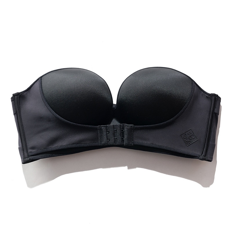 Women's Bras & Bralettes Wireless Adjustable Strapless Full Coverage Solid  Color V Neck Micro-elastic Breathable Invisible Casual Daily Nylon  Polyester Black / 1 PC 2024 - $13.99