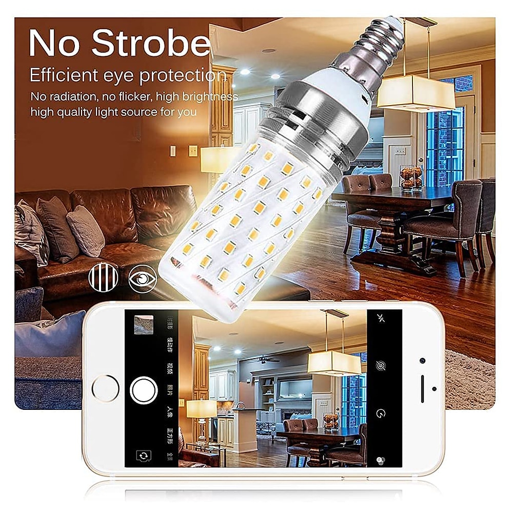 12W E14 E27 Led Candlestick Bulb AC85-265V Silver LED Corn Bulb Two-color Temperature Corn Lamp Equivalent to the Traditional 100 Watt 1400lm Led Chandelier Bulb 2025 - $13.99 –P4