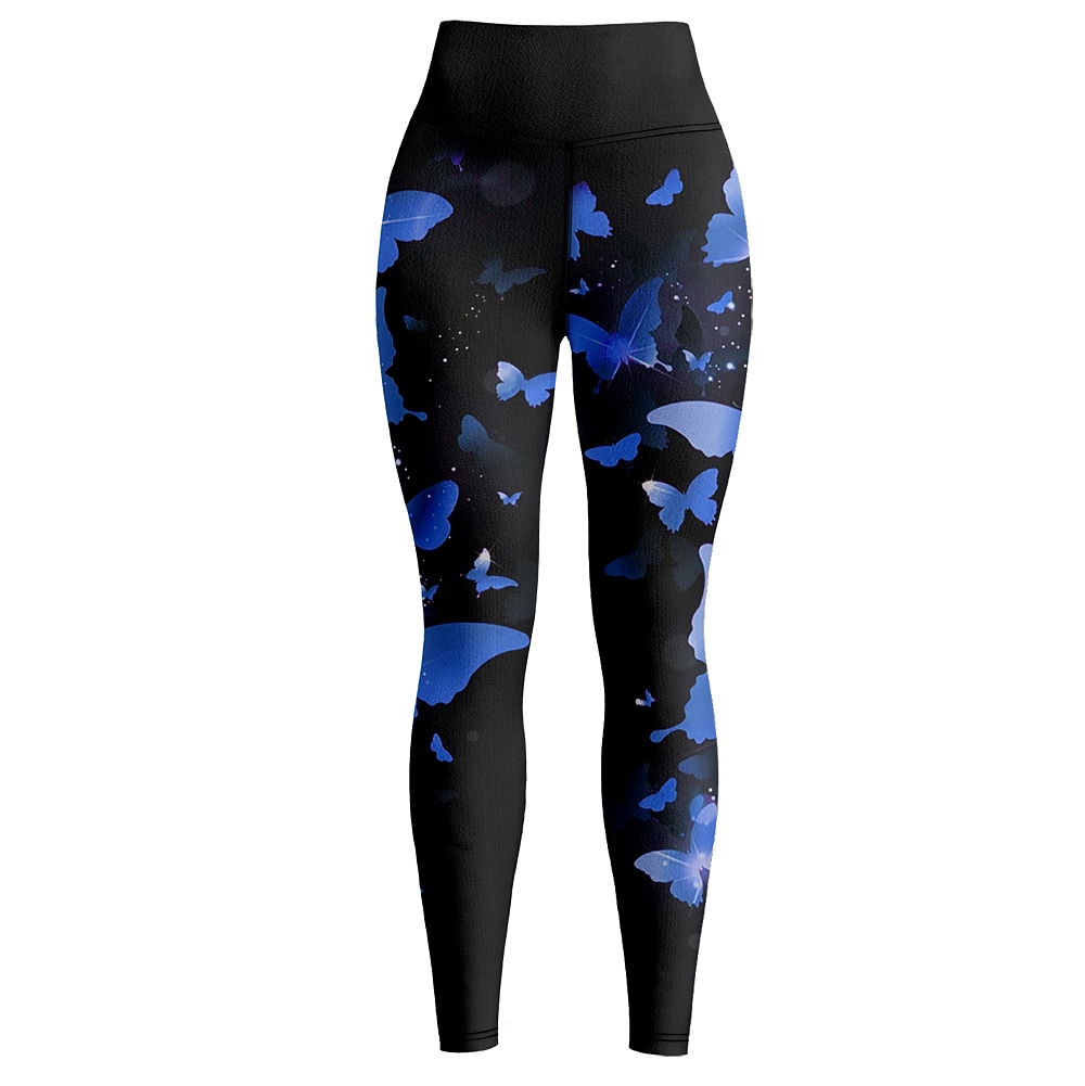Mujer Pantalones de yoga Levantamiento de tope Control de barriga Alta cintura Entrenamiento de gimnasio Corriendo Aptitud física Calzas Cortas Mariposa Amarillo Rojo Azul Otoño Invierno Deportes 2026 - $12.99 –P10