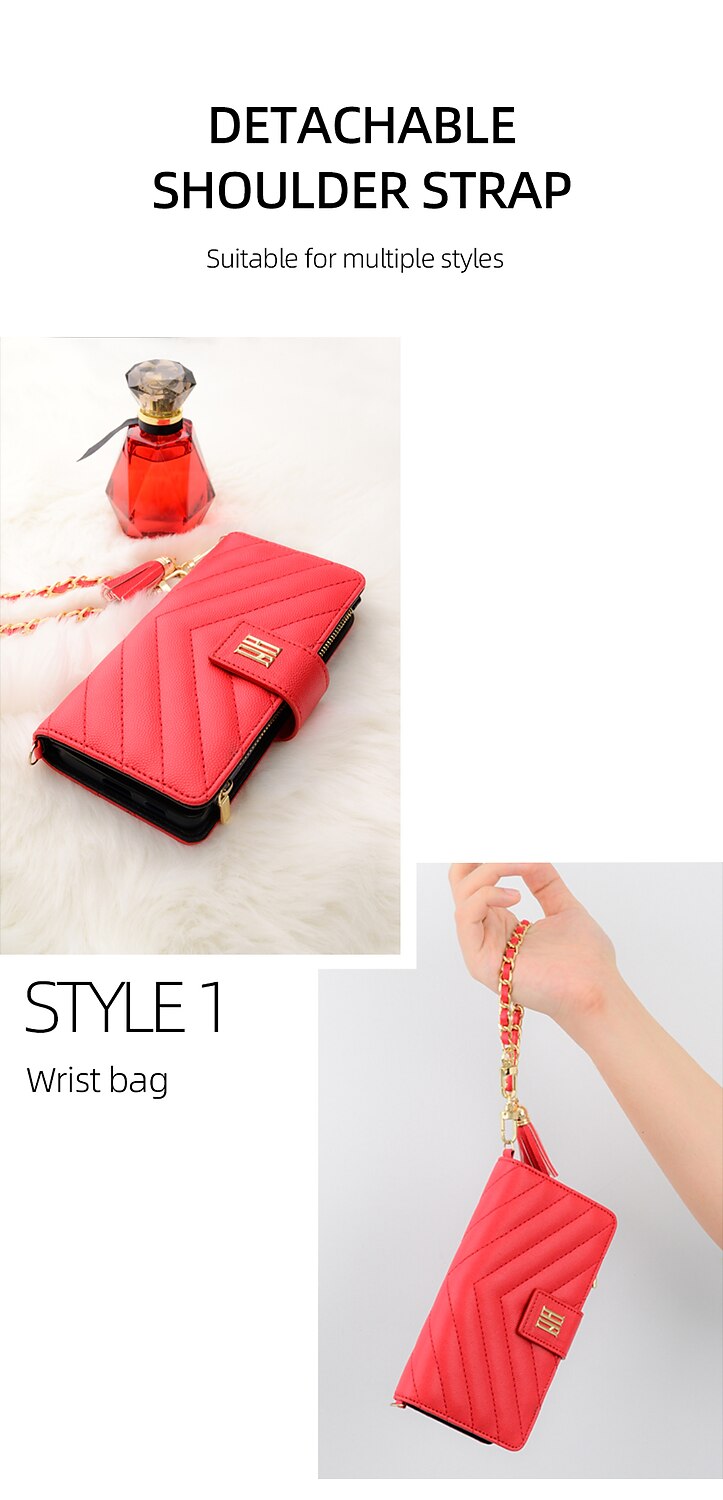 Phone Case For iPhone 15 Pro Max Plus iPhone 14 13 12 Pro Max Plus Wallet Case Zipper with Wrist Strap Card Slot Genuine Leather 2025 - $34.99 –P4