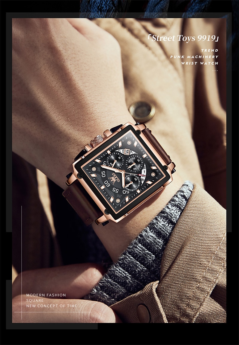 OLEVS Men Quartz Watch Calendar Chronograph Large Dial Waterproof Genuine Leather Watch 2025 - $41.99 –P12