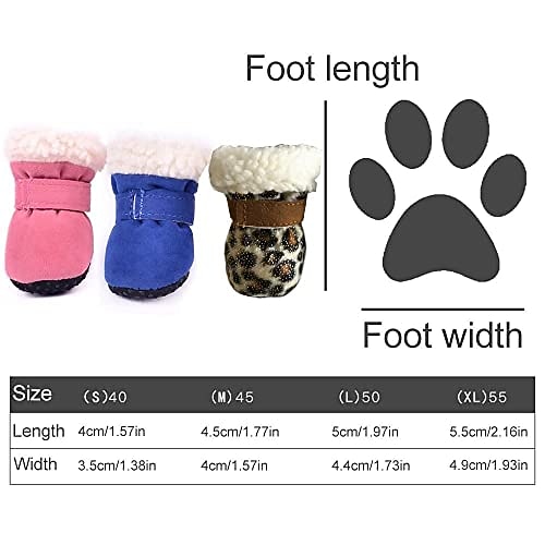 2025年 4個の冬の犬のブーツ、ペットのスノーシューは、小型、中型、大型犬用の滑り止めソール付きのフリースペット屋外シューズを厚くします  コレクション – $21.99 –P2