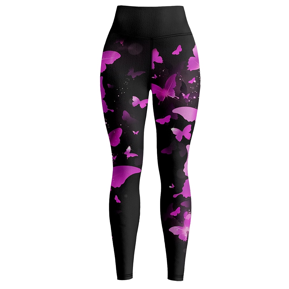 Mujer Pantalones de yoga Levantamiento de tope Control de barriga Alta cintura Entrenamiento de gimnasio Corriendo Aptitud física Calzas Cortas Mariposa Amarillo Rojo Azul Otoño Invierno Deportes 2026 - $12.99 –P16