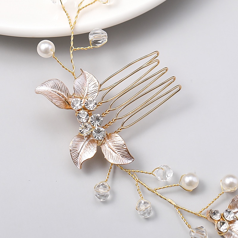 1pc Women's Girls' Headbands Flower Leaf Bride Wedding Hair Vine Silver Rhinestone Bridal Hairpieces Crystal Headpiece Hair Accessories for Women and Girls 2025 - $22.99 –P7