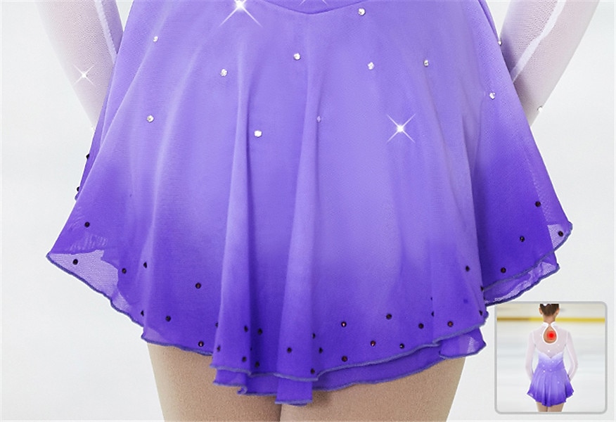 Kűrruha Női Lány Klizanje na ledu Ruhák Felszerelések Bíbor halo színárnyalatok Spandex Nagy rugalmasságú Verseny Kűrruhák Kézzel készített Kristály / Strassz Hosszú ujj Jégkorcsolyázás Műkorcsolyázás 2026 - $148.99 –P9