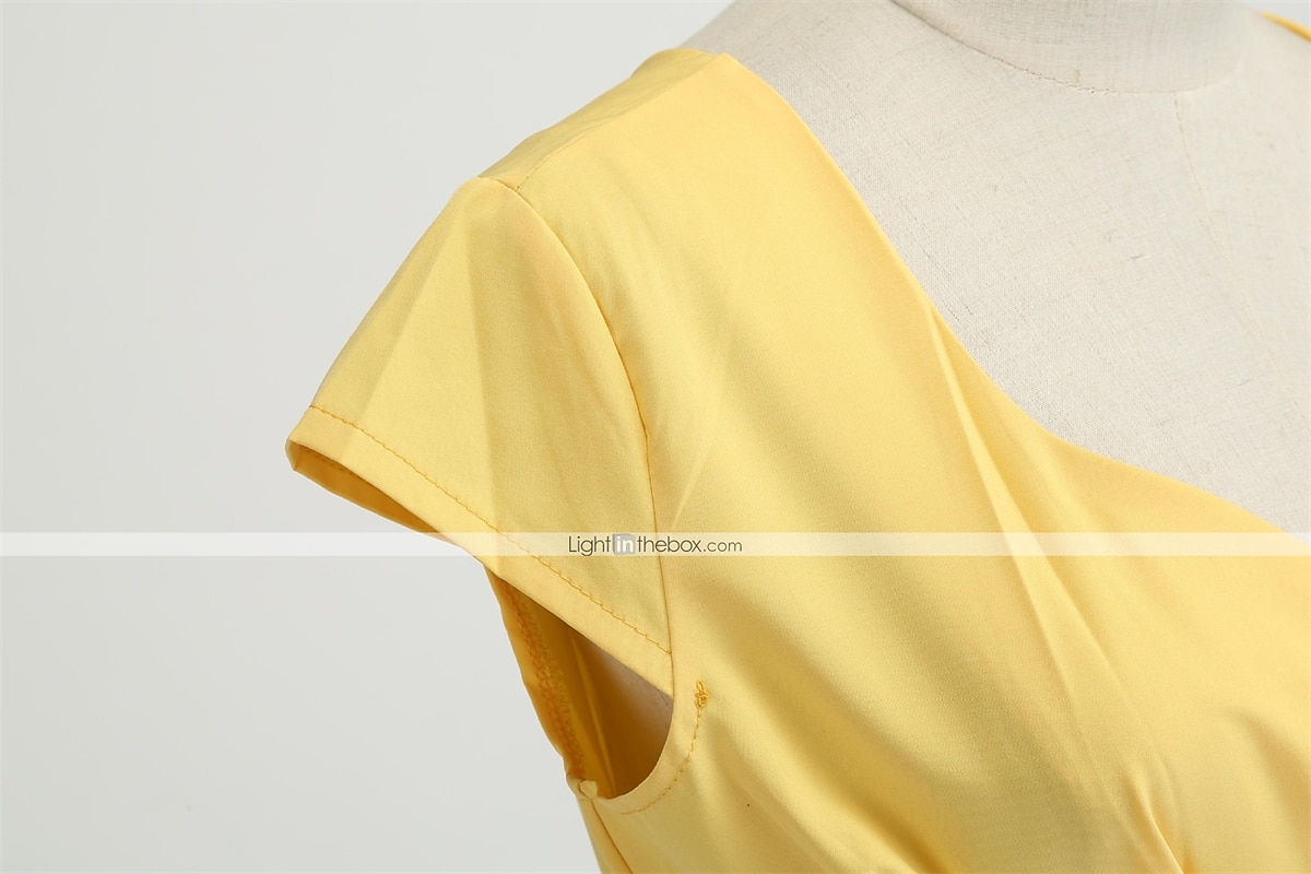 Női Swing ruha Vintage ruha Midi ruha Fekete Sárga Arcpír rózsaszín Rövid ujjú Tiszta szín Fodrozott Tavasz Nyár Terített nyak Szüret Napi Hétvége Vékony S M L XL XXL 2025 - $9.99 –P4