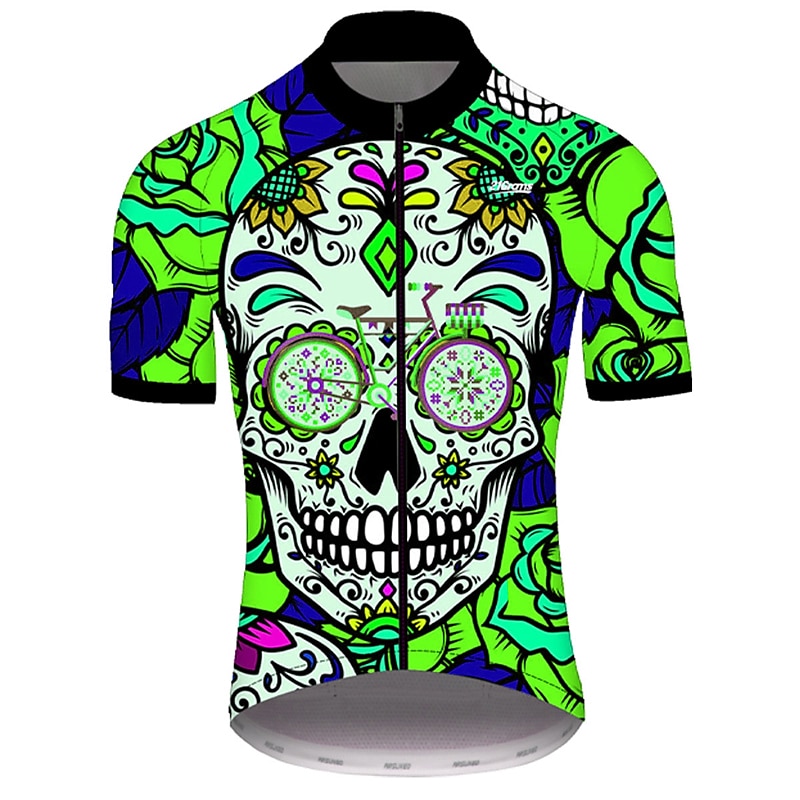 Voor heren Wielrenshirt Doodskoppen Met Patroon Suiker schedel Korte mouw Fietsen Shirt Kleding Bovenlichaam met 3 achterzakken Bergracen Wegwielrennen Fietsen Sneldrogend Ultra-Violetbestendig 2026 - $30.99 –P7