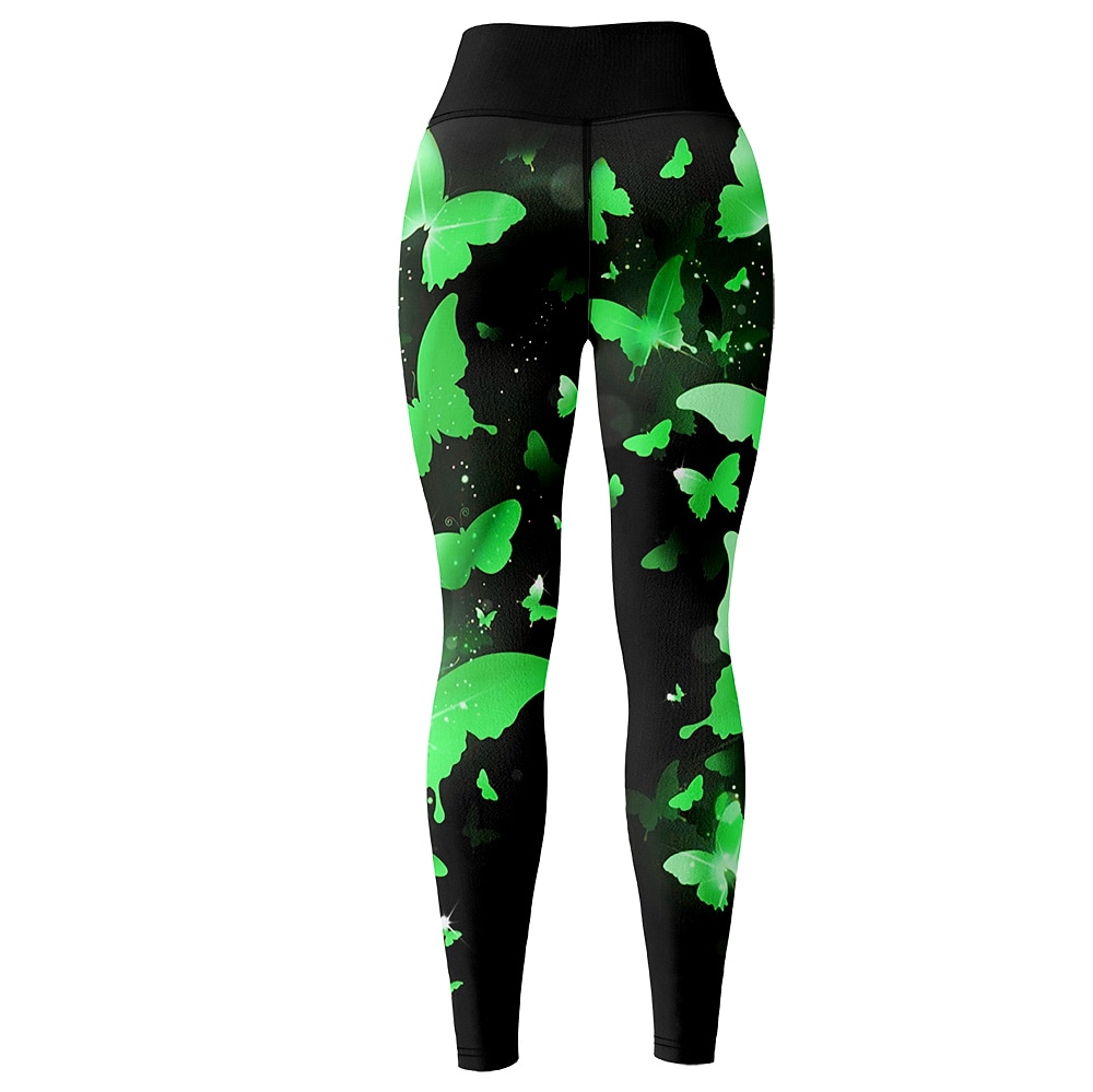 Mujer Pantalones de yoga Levantamiento de tope Control de barriga Alta cintura Entrenamiento de gimnasio Corriendo Aptitud física Calzas Cortas Mariposa Amarillo Rojo Azul Otoño Invierno Deportes 2026 - $12.99 –P14