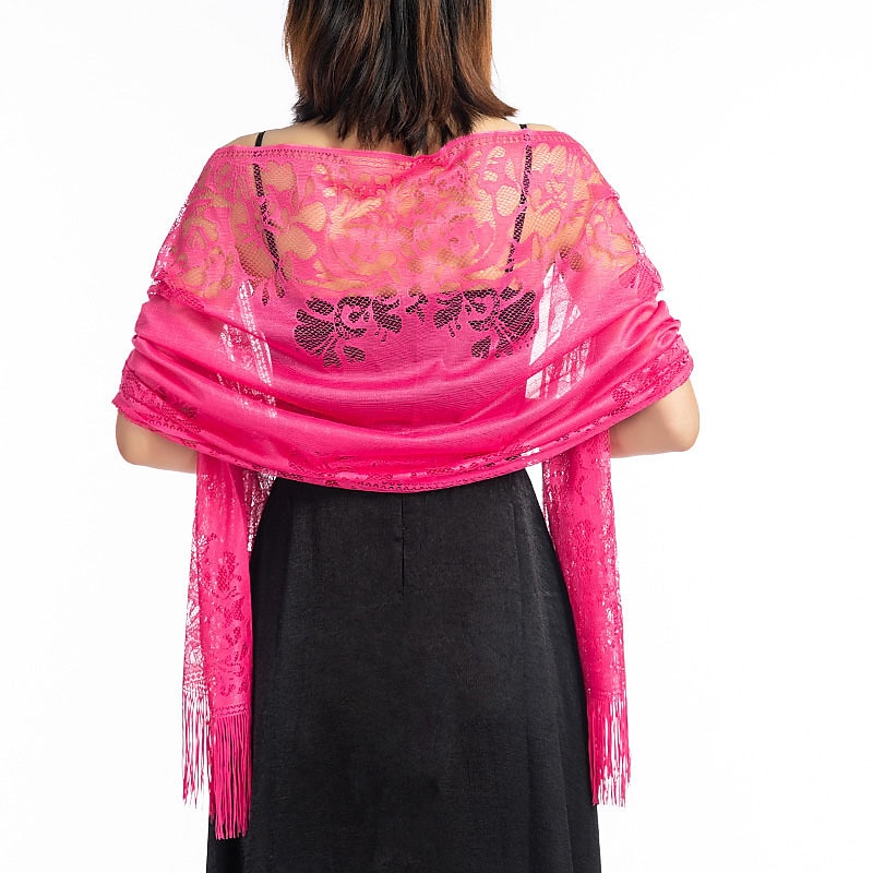 châles pour femmes&amp;enveloppements fête mariage anniversaire camel rouge rose écharpe fleur / automne / hiver / printemps / été / polyester de 2025 ? $6.99 –P3
