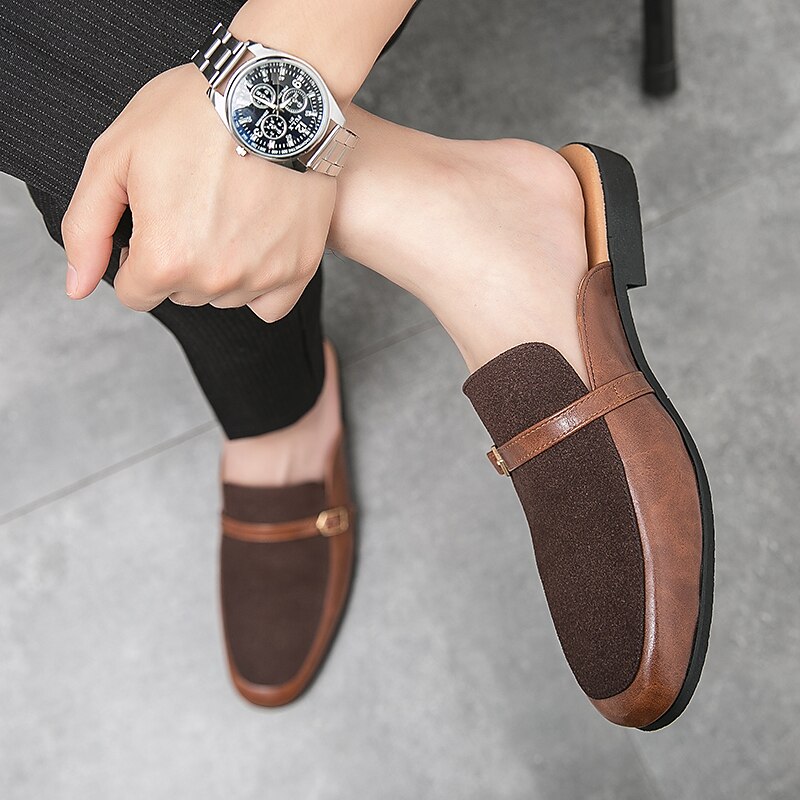 Mocassini slip-on da uomo in similpelle e pelle scamosciata marroni – eleganti scarpe casual slip-on con fibbia per l'uso quotidiano, il lavoro e le occasioni informali del 2025 a $46.99 –P4