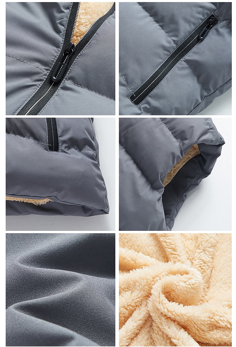 mäns vinterväst fleece tjock jacka varm kappa vadderad pufferväst fleecefodrad jacka mycket varm plysch stativ krage väst dagligt slitage bra lätt kausal resor cargo safari fotoväst 2025 - $44.99 –P10