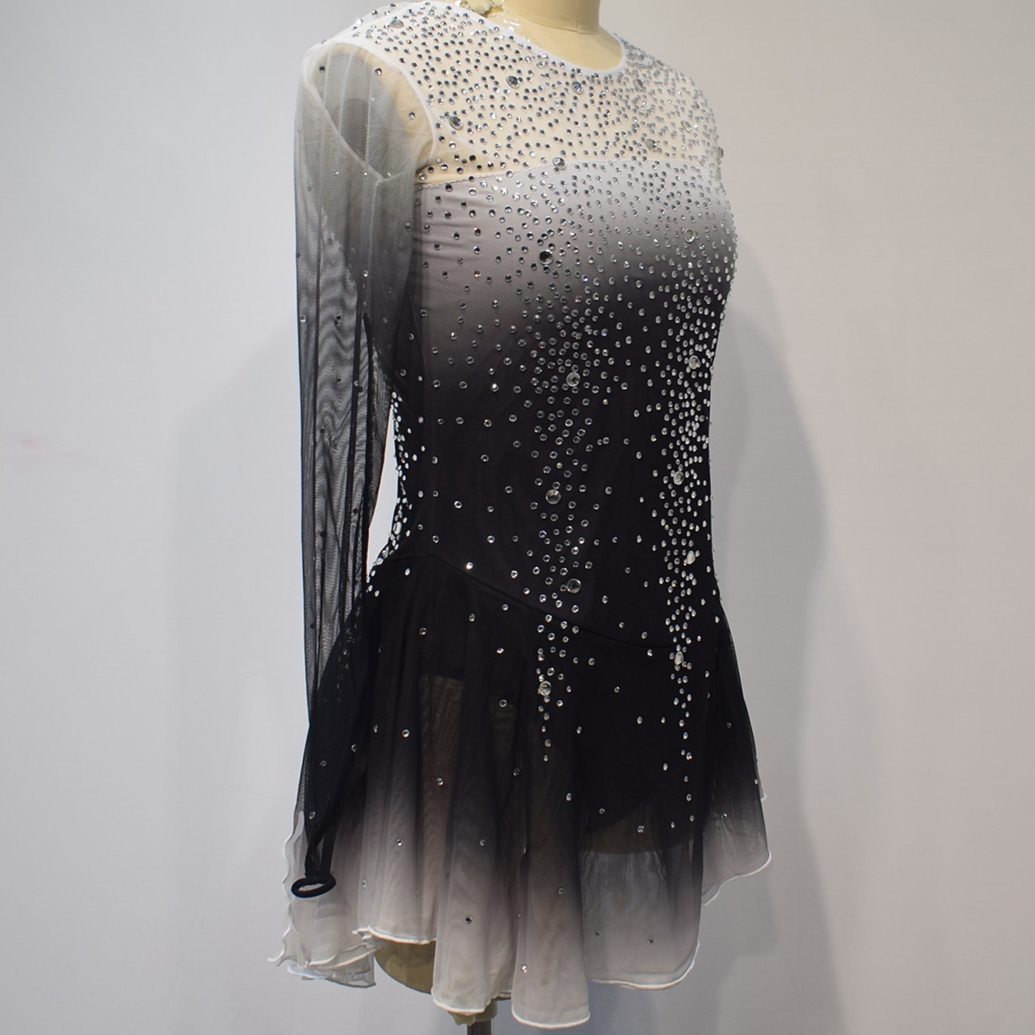 Eiskunstlaufkleid Damen Mädchen Eislaufen Kleider Austattungen Weiß Gelb Rosa Halo-Färbung Gitter Spandex Hochelastisch Wettbewerb Eiskunstlaufkleidung Kristalle Langarm Eislaufen Eiskundstlauf 2026 - $202.49 –P8