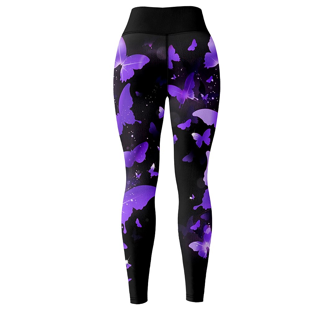 Mujer Pantalones de yoga Levantamiento de tope Control de barriga Alta cintura Entrenamiento de gimnasio Corriendo Aptitud física Calzas Cortas Mariposa Amarillo Rojo Azul Otoño Invierno Deportes 2026 - $12.99 –P20