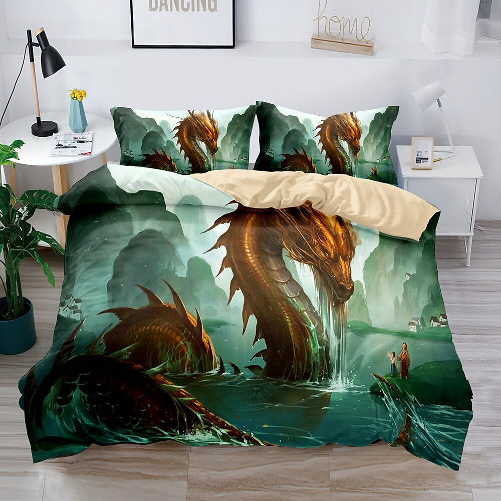3D Bedding  Dragon print Print Duvet Cover Bedding Sets Comforter Cover with 1 print Print Duvet Cover or Coverlet，2 Pillowcases for Double/Queen/King 2025 - $41.99 –P4