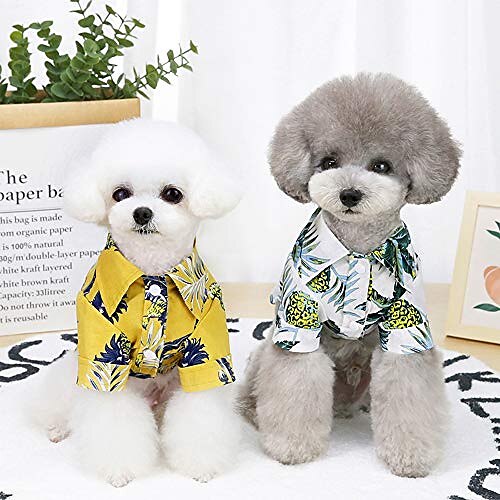 Dog Hawaiian Shirt 2 Pieces Puppy Clothes for Small Medium Large Dogs Boy Breathable Coconut Tree Dog T-Shirt Pet Apparel Cat Outfit for Chihuahua Yorkie Costume Clothing (Small, 1) 2025 - $12.99 –P2