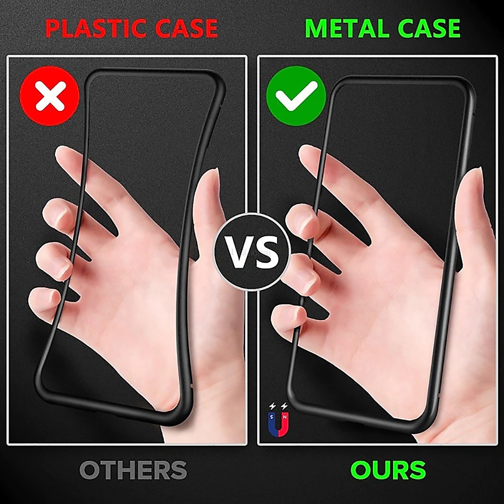 Magnetic Metal Frame Tempered Glass Case for iPhone 16e 16 15 Pro Max Plus 14 13 12 11 Pro Max Mini X XR XS Max 8 7 Plus – Full Body Clear Cover Shockproof Anti-Fall Design 2025 - $17.99 –P3