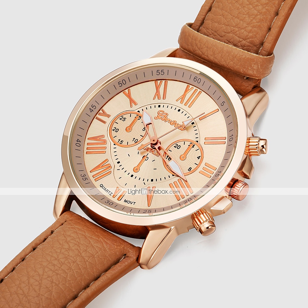 Geneve Naisten Kvartsikellot Ulkoilu Arkikello Rannekello Analoginen VEDENPITÄVÄ Nahkahihna Katsella 2025 - $11.99 –P4