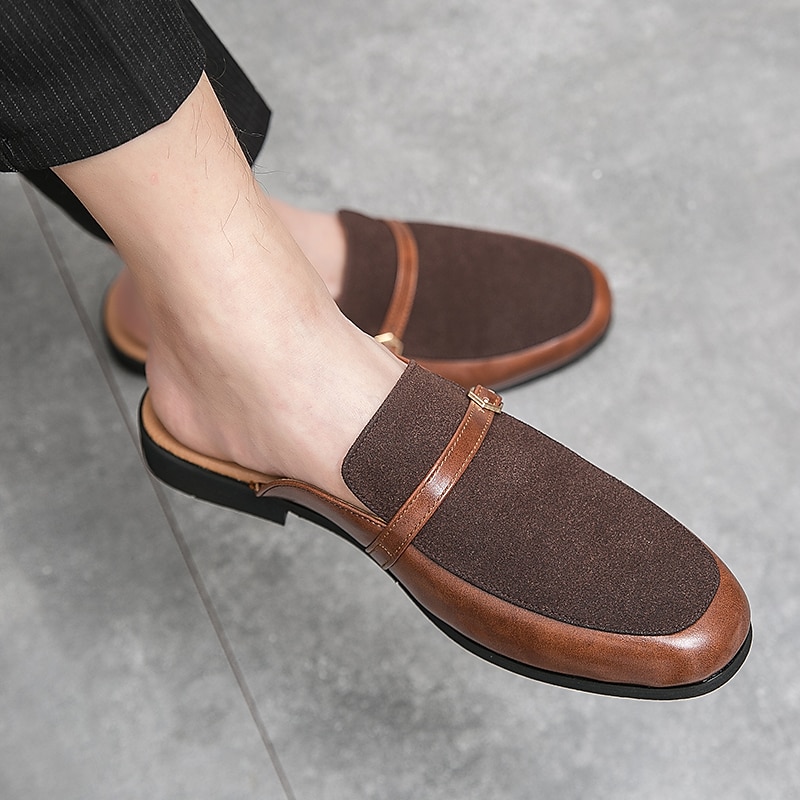 Mocassini slip-on da uomo in similpelle e pelle scamosciata marroni – eleganti scarpe casual slip-on con fibbia per l'uso quotidiano, il lavoro e le occasioni informali del 2025 a $46.99 –P5