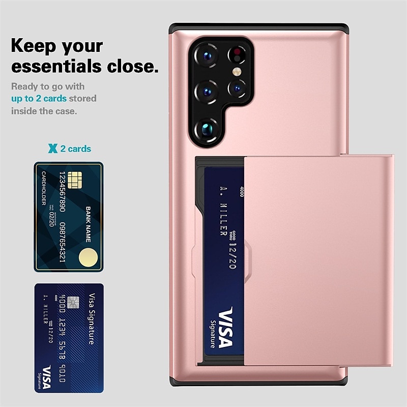 Phone Case For Samsung Galaxy S24 S23 S22 S21 S20 Plus Ultra Note 20 Ultra 10 Plus S10 S9 Plus S25 Ultra Back Cover Card Holder Dustproof Shockproof Solid Colored TPU 2025 - $15.99 –P2