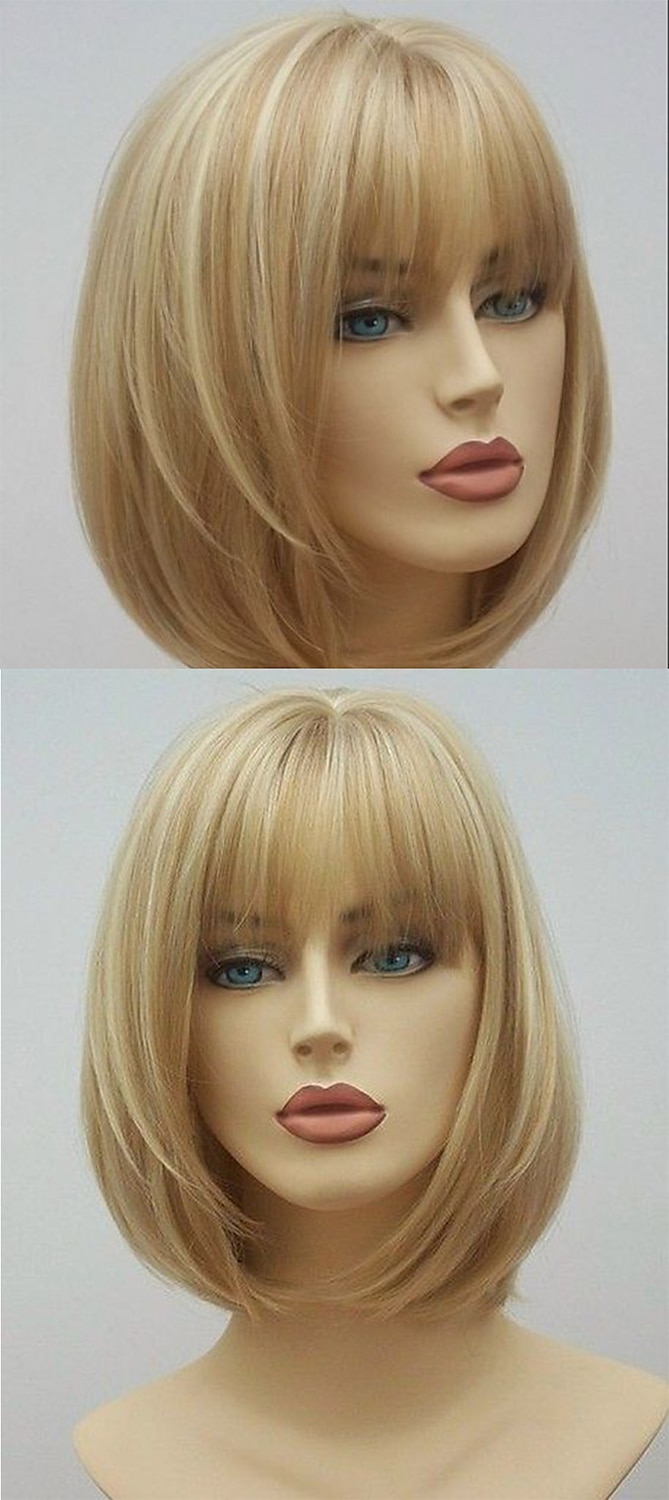 Graue Perücken für Frauen, synthetische Perücke, natürlicher gerader Bob mit Pony, Perücke, blond, hellgolden, rosa, blond, braun, weiß, 35,6 cm, für tägliche Party, Weihnachtsfeier-Perücken, 2025 - $15.99 –P6