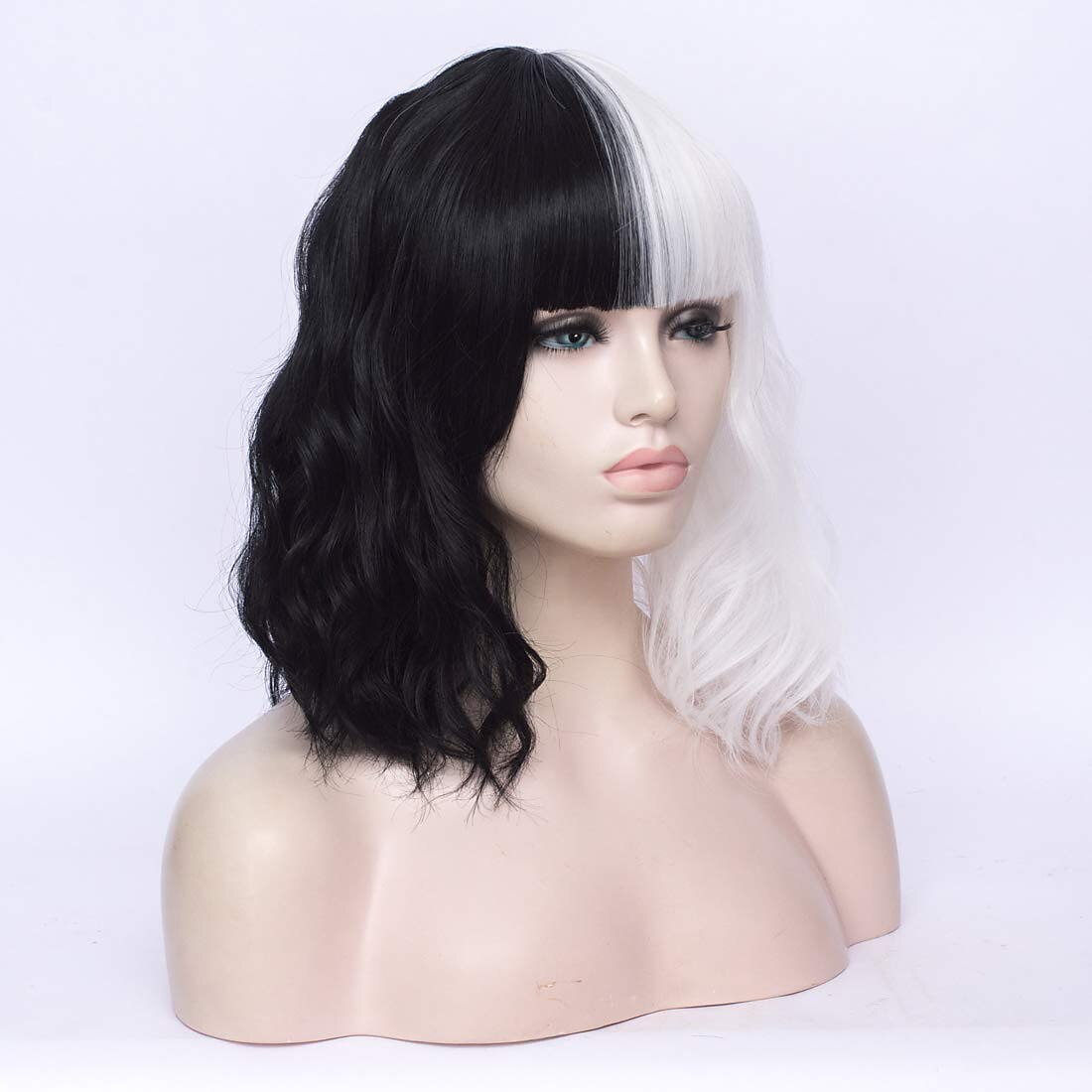 perruque de sorcière/sorcier perruque de cosplay perruque bouclée blanc / noir a1 a2 a3 a4 cheveux synthétiques design à la mode pour femme noir perruques d'Halloween de 2025 ? $23.99 –P10