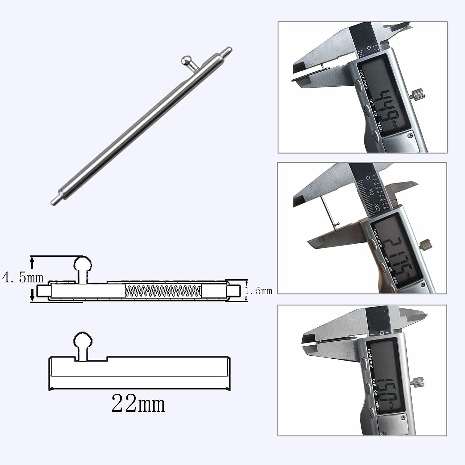 4 Pack Watch Pins, Quick Release Spring Bars 22mm, Stainless Steel Watch Band Pins, 1.5mm Diameter 2025 - $4.99 –P4