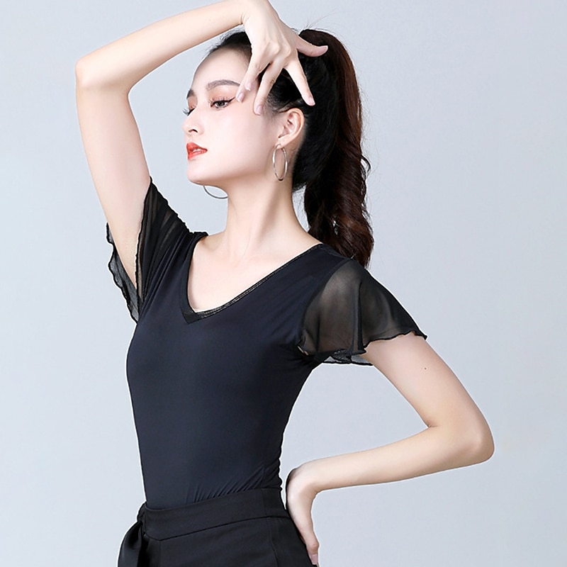 Ropa de Deporte Cima Color Puro Corte Mujer Entrenamiento Rendimiento Manga Corta Cintura Alta Mezcla de Algodón 2025 - $24.99 –P3