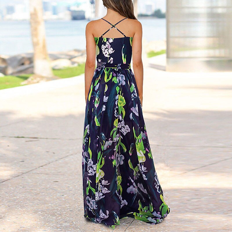 Women's Swing Dress Maxi long Dress Green Blue Pink Orange Red ...