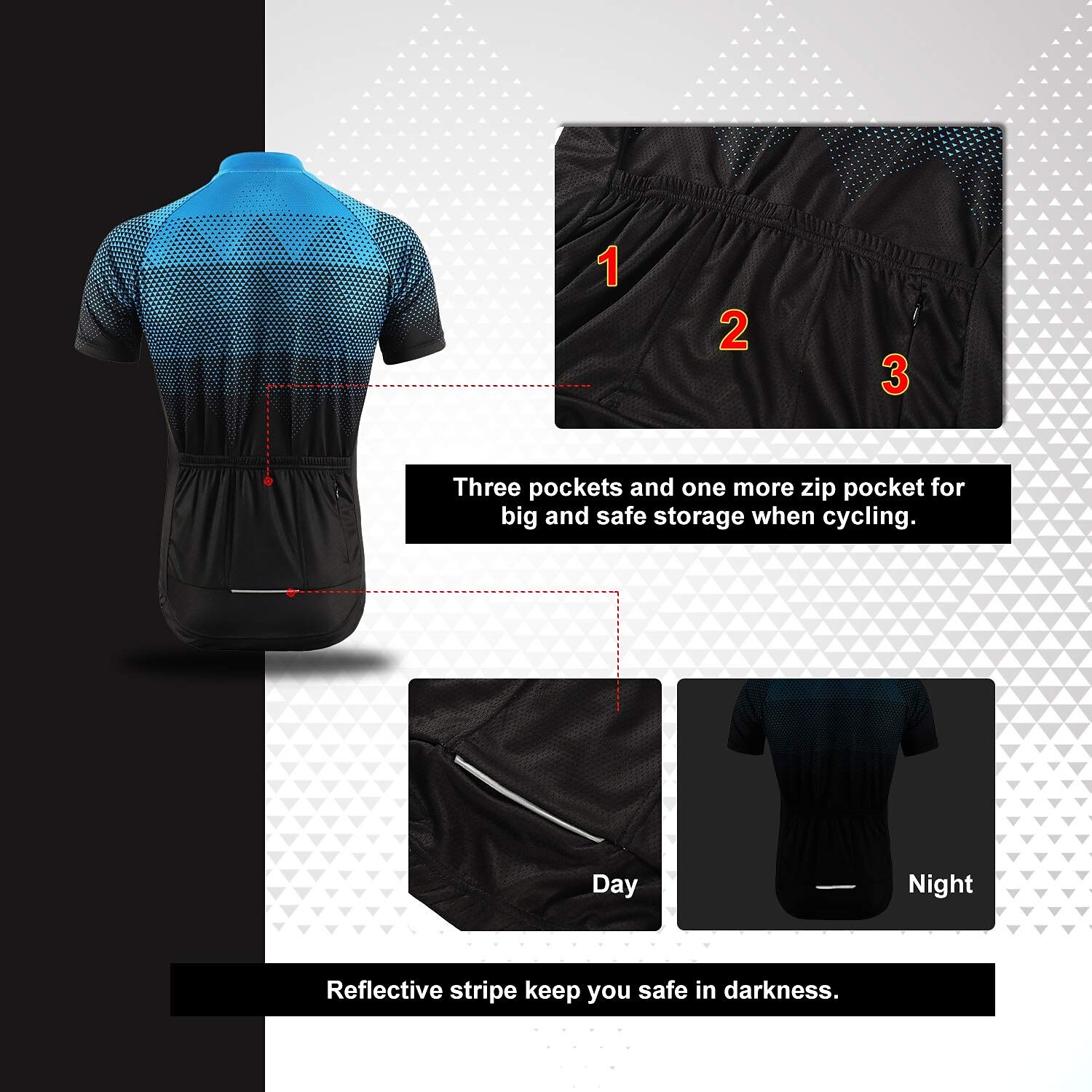 BERGRISAR Men's Short Sleeve Cycling Jersey with 3 Rear Pockets Summer Polyester Black Red Green Gradient Bike Jersey Top Mountain Bike MTB Road Bike Cycling Quick Dry Breathable Reflective Strips 2026 - $30.99 –P10