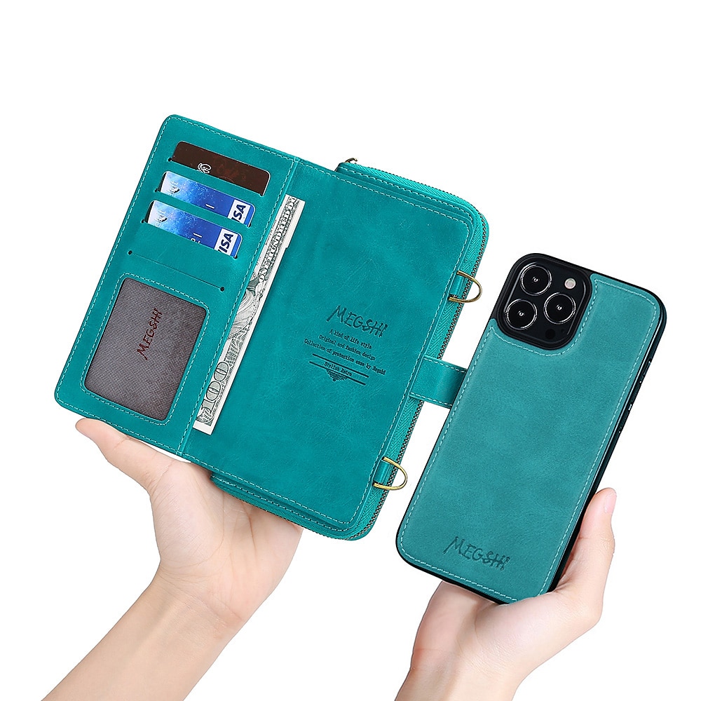 Kryt na telefon pro iPhone 15 Pro Max Plus iPhone 14 13 12 11 Pro Max Mini X XR XS Max 8 7 Plus – Peněženkový kryt magnetický s poutkem šokuvzdorný jednobarevný TPU PC PU kůže 2025 - $33.99 –P3