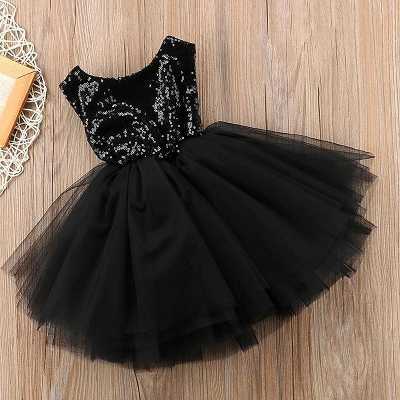 Kinder Kleinkind Mädchen Kleid Einfarbig Ärmellos Leistung Party Ferien Pailletten Basic Schön Süß Acryl Sommer Rosa Rote 2025 - $20.99 –P5