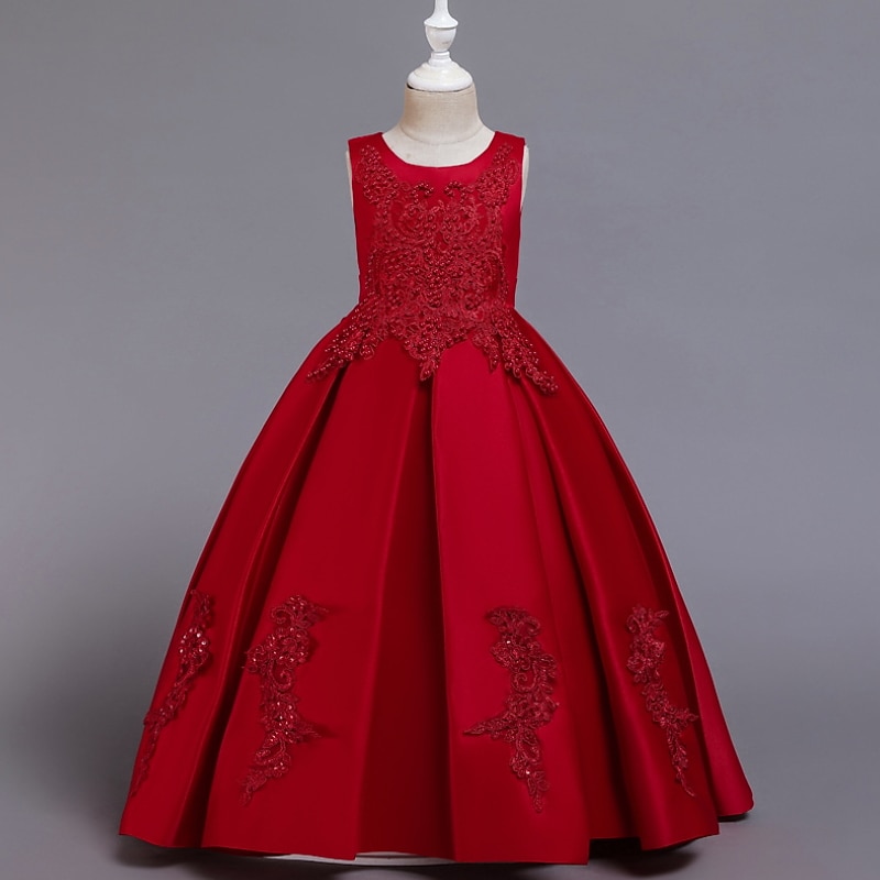 Blumenmädchenkleid Mädchen Kleid Partykleid Hochzeit Party Niedlich Prinzessin Gerafft Druck Blumen Ärmellos Rundhalsausschnitt Weiß Wein 4-13 Jahre 2025 - $39.99 –P14