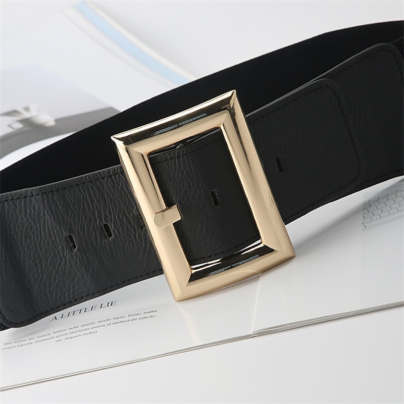 Damen Gürtel PU Schwarz Gold Weiter Gürtel Alltagskleidung Geschäft Täglich Verabredung Einfarbig / Frühling / Sommer / Herbst / Winter / Goldfarben 2025 - $14.99 –P7